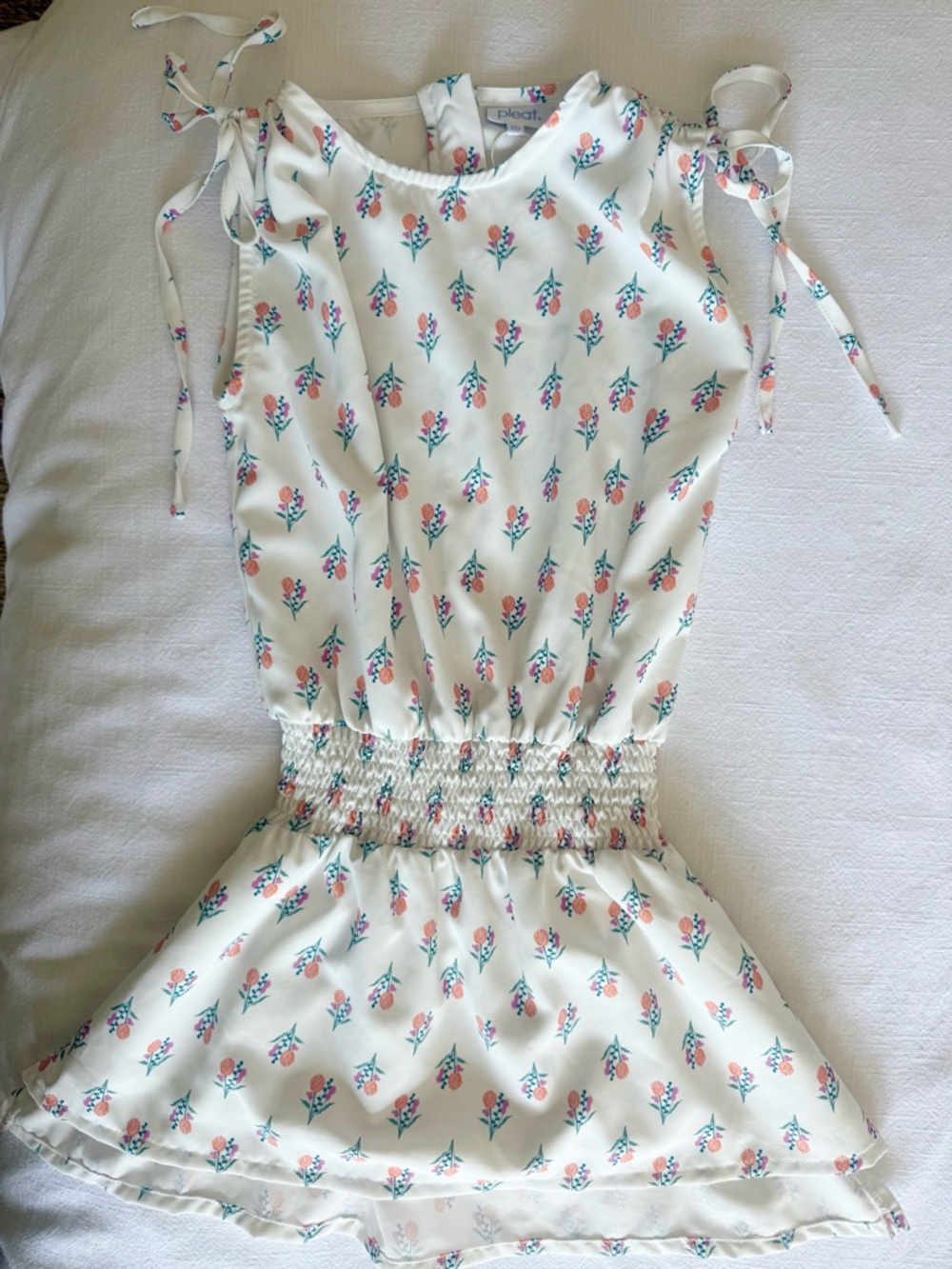 Pleat Girls Floral Dress - Size 7